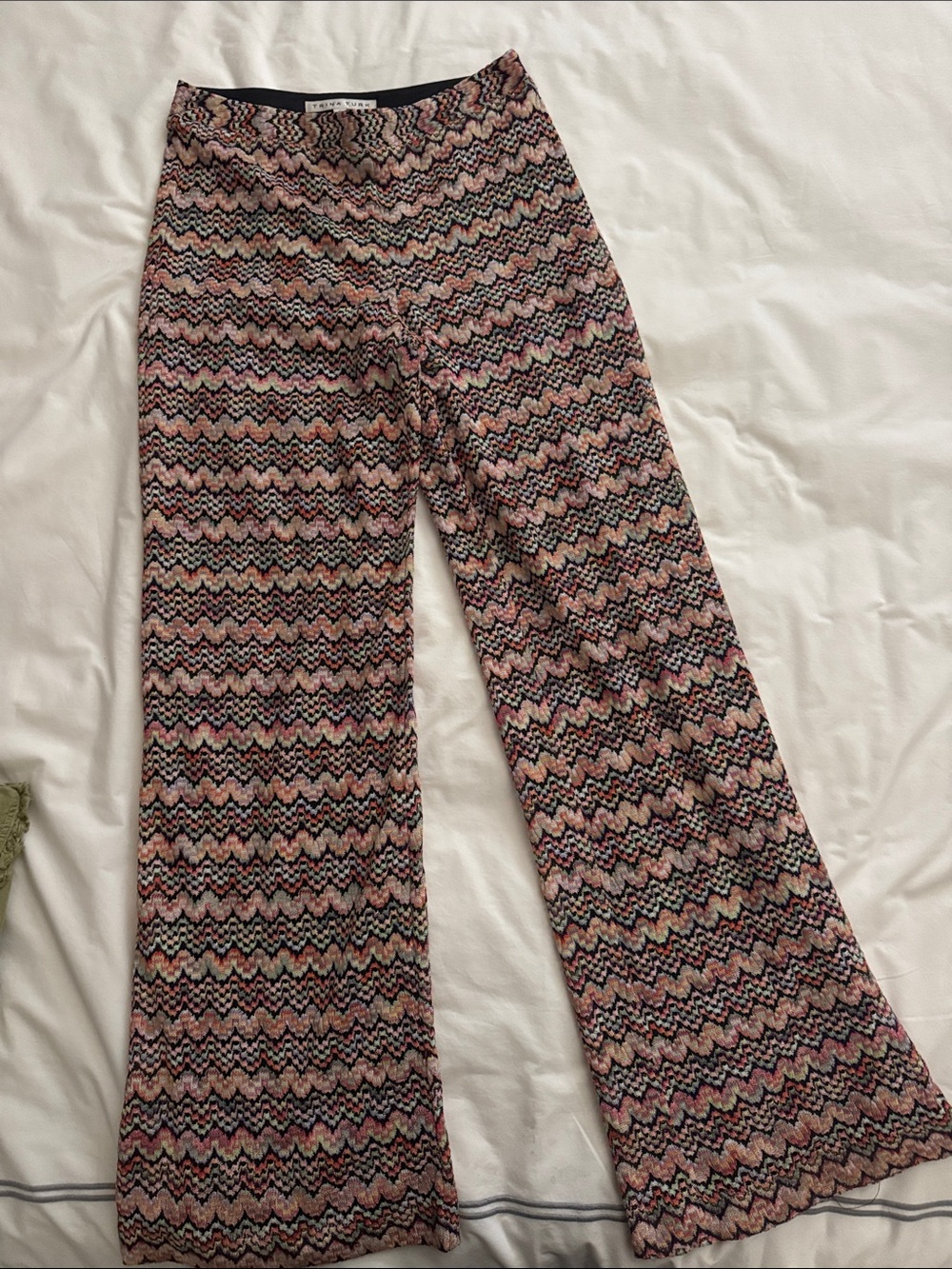 Trina Turk Multicolor Chevron Knit Wide-Leg Pants
